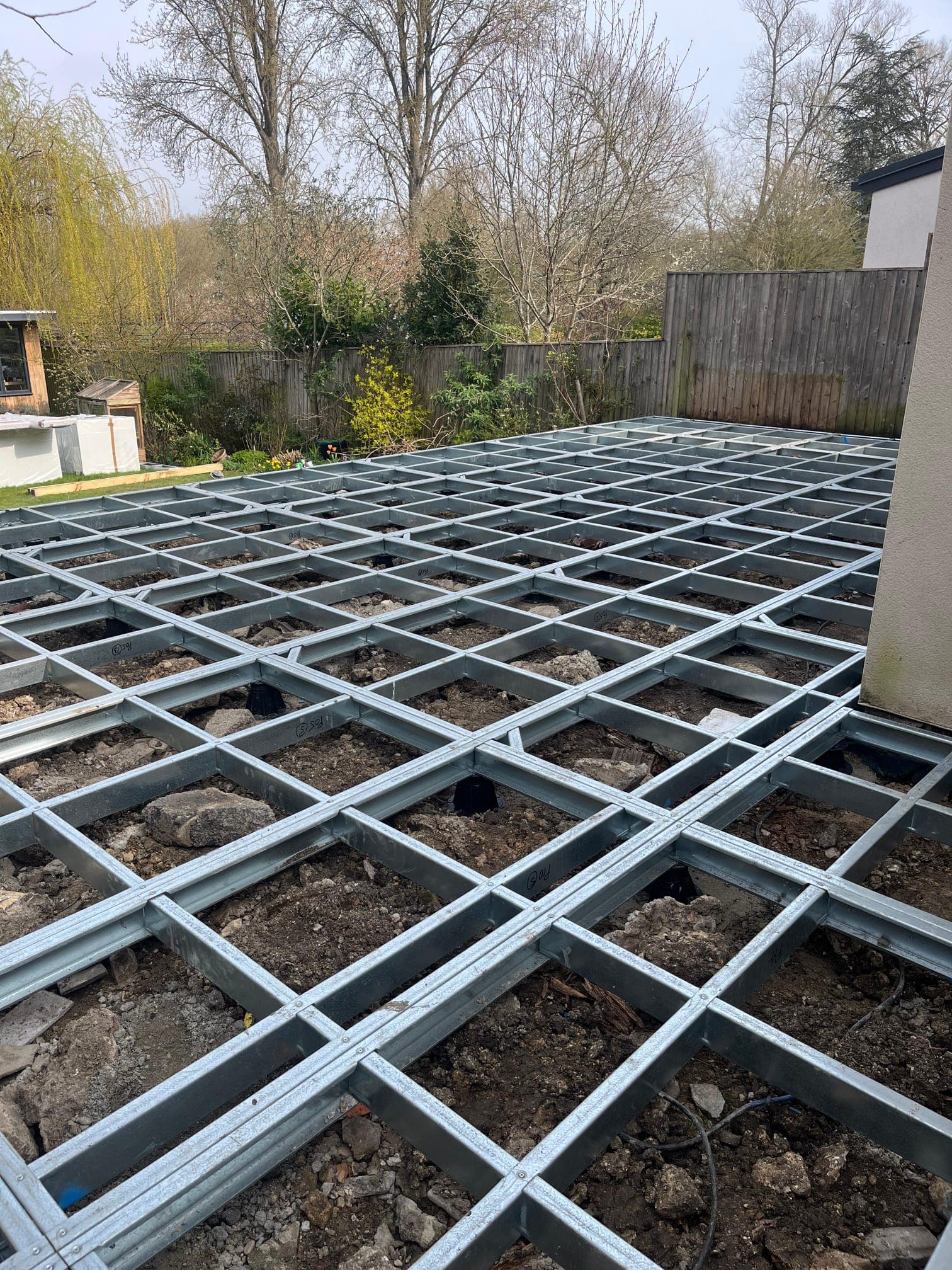 iFrame steel framework installed across the full garden footprint