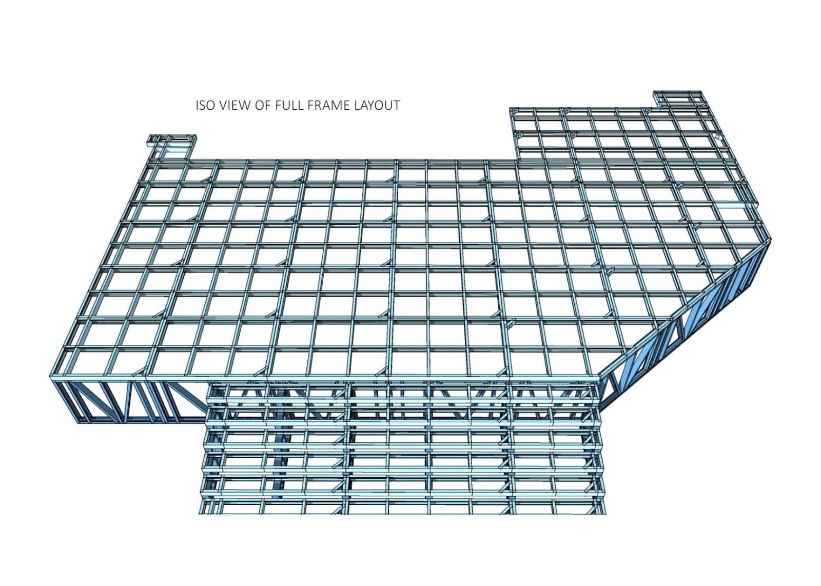 ISO view of full iFrame steel layout: CNC manufactured to exact specification