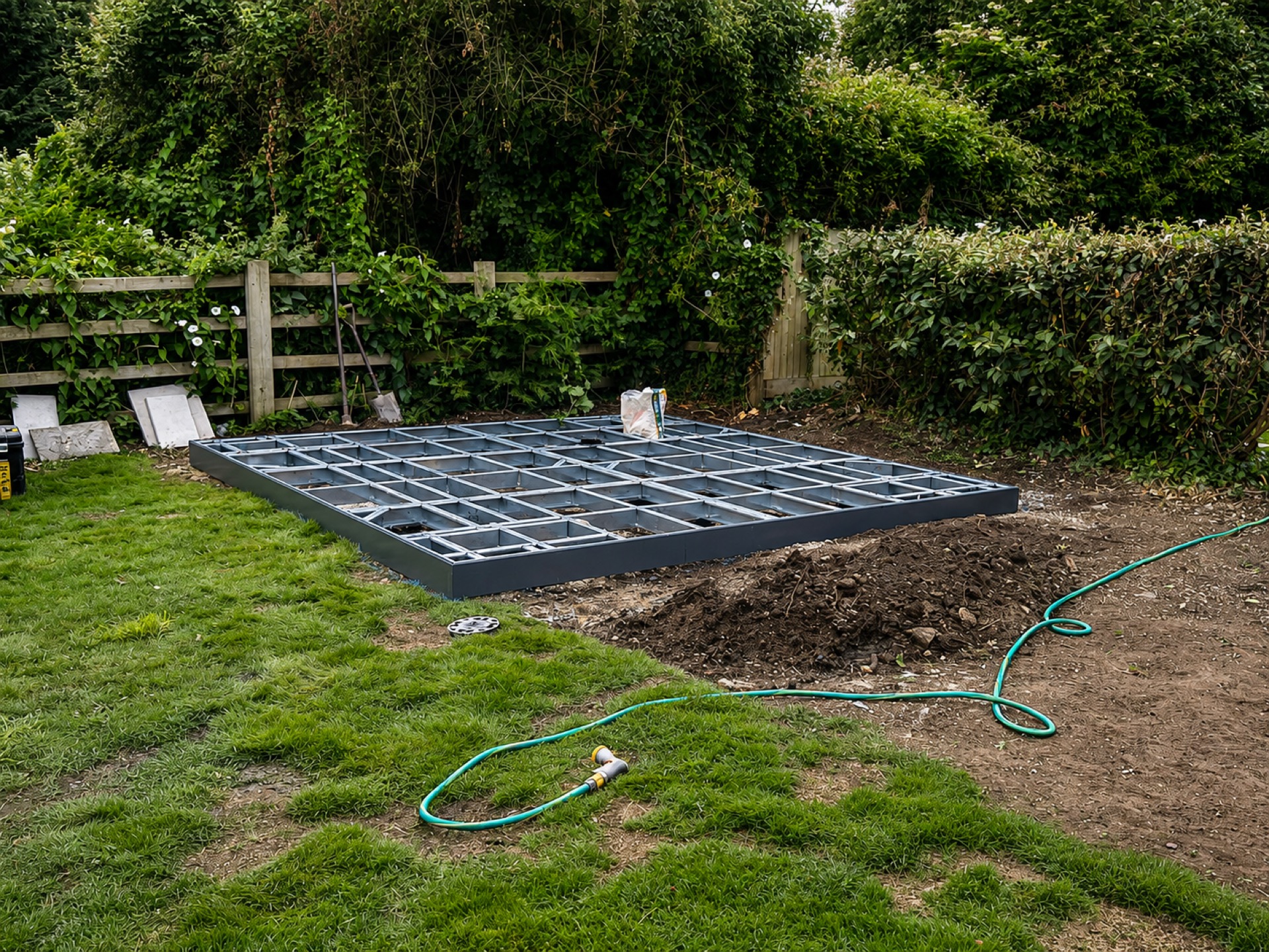 Composite decking surrounding hot tub