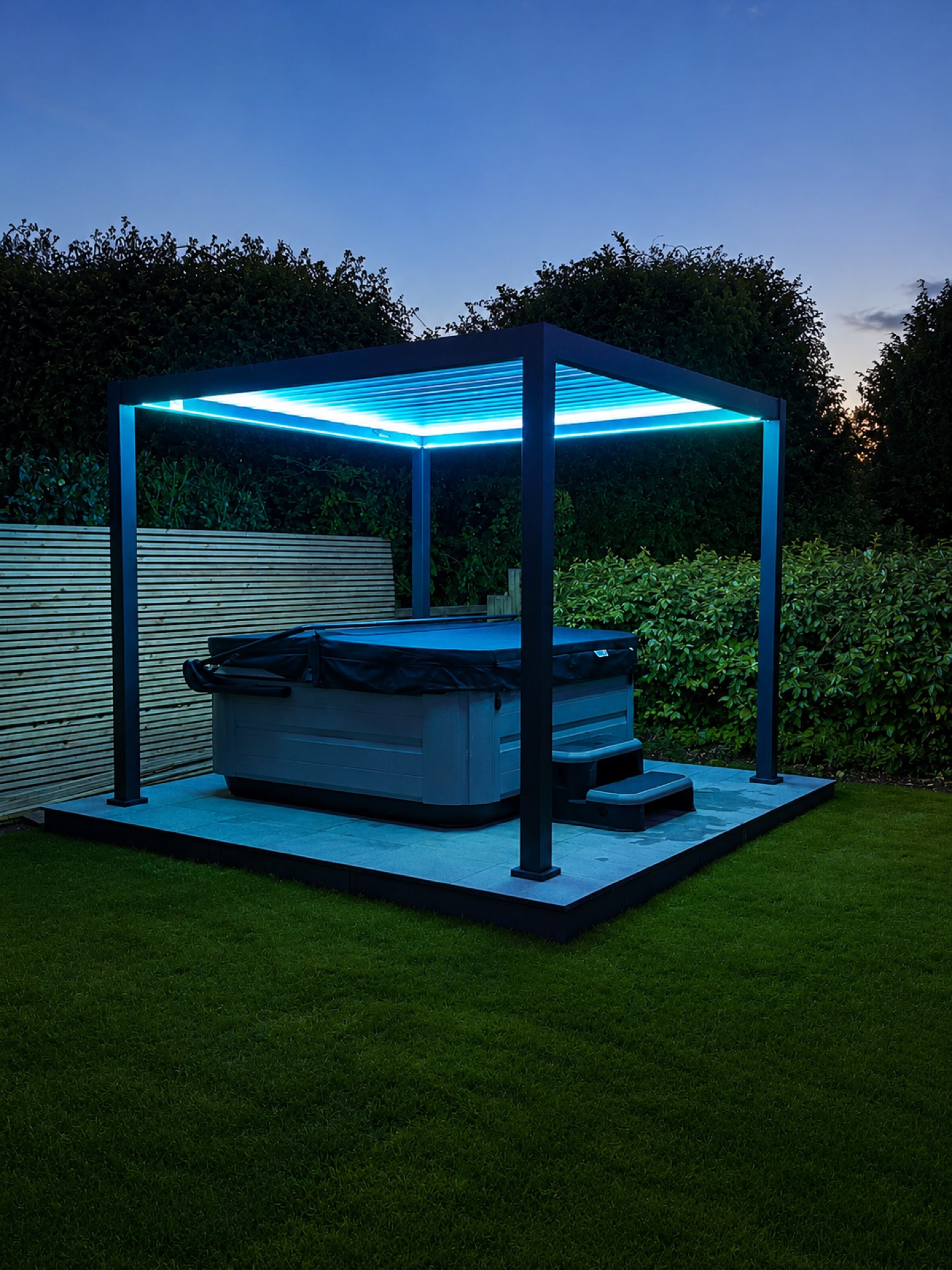 Completed hot tub platform