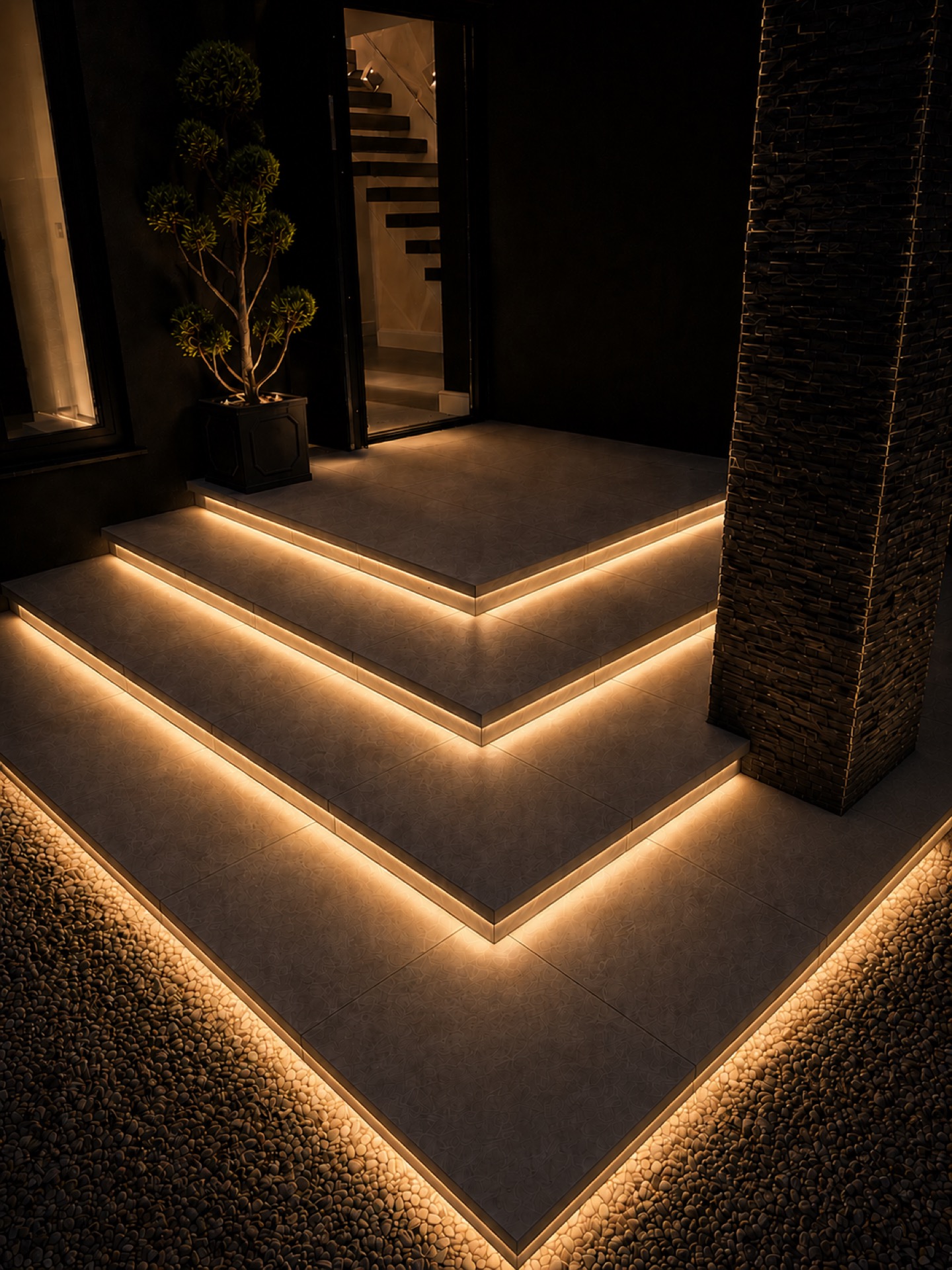 Completed floating steps